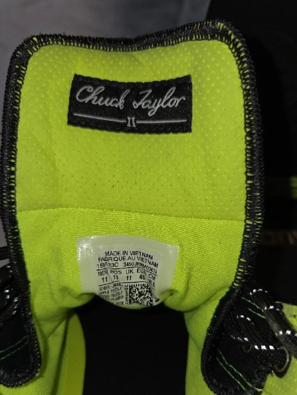 Converse Black High-Top Sneakers with Neon Yellow Accents - Picture 3 of 4